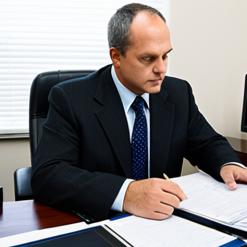 Home 15 **Prompt for Traditional Business Analyst:**
A professional business analyst, fully clothed in a modest, dark business suit, sits meticulously at a classic, organized wooden desk in a traditional office. He is focused intently on a stack of detailed paper documents and a large binder, with a conventional desktop computer monitor visible. The atmosphere is quiet and detail-oriented, emphasizing the role of documentation and reactive analysis. Natural pose, perfect anatomy, correct proportions, well-formed hands, proper finger count. Professional photography, high-resolution, safe for work, appropriate content, fully clothed, modest, family-friendly.