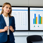 **

"A professional Business Analyst, fully clothed in a smart-casual outfit (blazer, blouse, trousers), standing confidently in a modern office. In the background, a Tableau dashboard displaying clean, insightful data visualizations. Safe for work, appropriate content, perfect anatomy, natural pose, professional environment, well-formed hands, proper finger count, natural body proportions, modest professional attire."

**