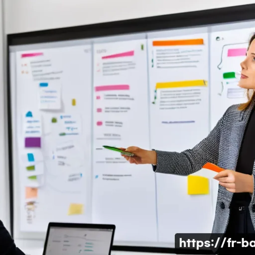 비즈니스 애널리스트 프로젝트 관리 방법 - **A Business Analyst Facilitating a Collaborative Brainstorming Session in a Modern Parisian Office*...