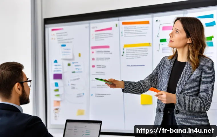 비즈니스 애널리스트 프로젝트 관리 방법 - **A Business Analyst Facilitating a Collaborative Brainstorming Session in a Modern Parisian Office*...