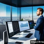 비즈니스 애널리스트 연봉 정보 - A modern office scene in Paris with a confident business analyst presenting data analytics on large ...